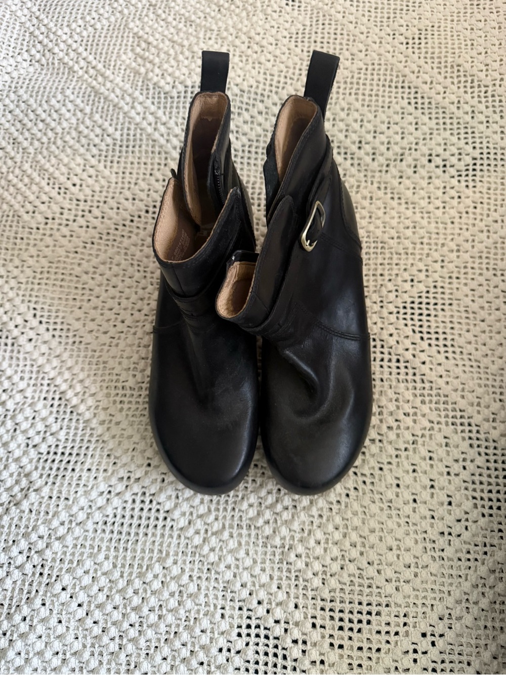 Dansko Black Leather Ankle Booties with Side Buckle - Picture 2 of 5